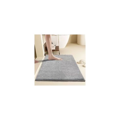 Tappetino da bagno grigio chiaro, 40x60 cm, in ciniglia ultra morbida, altamente assorbente, lavabile in lavatrice, adatto per pavimenti del bagno, 1 pezzo. - Crezuo