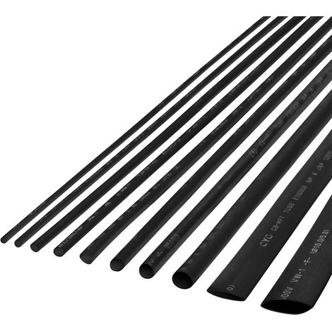 Gaine thermorétractable noire Rebel, lot de 10 pièces, 10 mm x 1 m