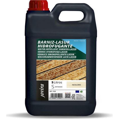 Lasure Hydrofugeant Protecteur imperméable effet perlé. Elle protège, décore et embellit tous les types de bois. 5 Litres, Incolore (1/5)