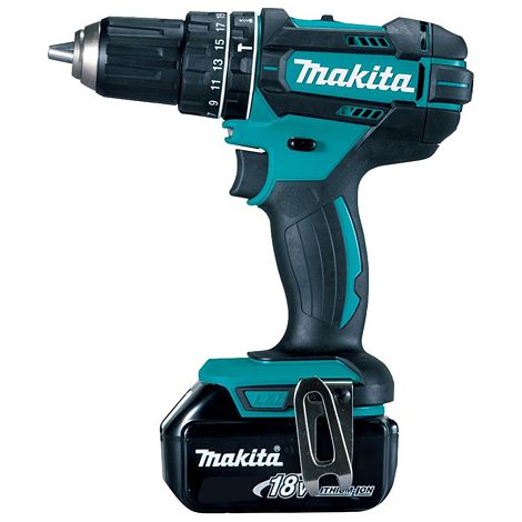 Makita – Perceuse-visseuse à percussion sans fil 18V DHP482RFE – 2 batteries 3.0Ah – Couple 62Nm – Pour bois dur et maçonnerie