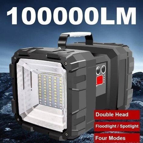 40W 100000lm wiederaufladbare Taschenlampe mit Doppelkopf (1/4)
