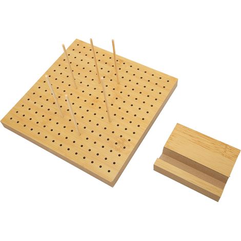 Planche de mise en forme au crochet (comprend 6 épingles de positionnement, diamètre des trous de 3 mm), planche de mise en forme carrée en bois, adaptée aux débutants et aux mamans.