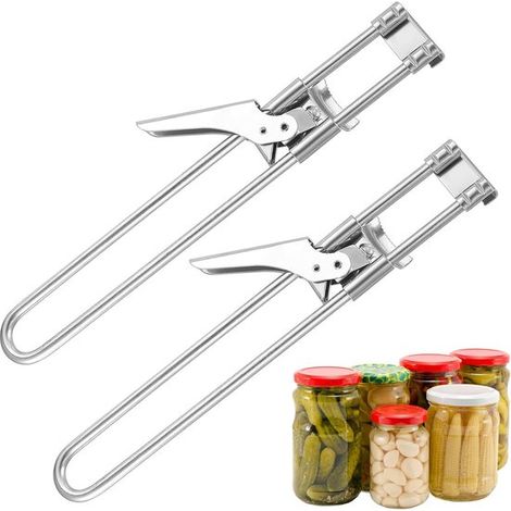 Apriscatole manuale, set da 2, apriscatole regolabile in acciaio inox, ausilio da cucina antiscivolo per anziani e donne, facile da usare e (1/5)