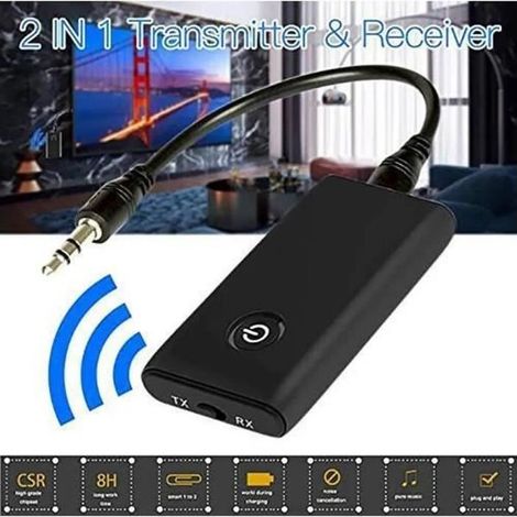 Bluetooth 5.0 Transmetteur sans Fil Récepteur Audio Jack 3,5mm Aux Adaptateur Bluetooth Câble Audio pour Haut-Par (1/3)