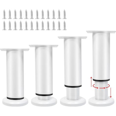 4 Stück verstellbare Füße für Metallmöbel, weiße Metall-Couchtischbeine, Füße für Badezimmermöbel, Füße für Möbel, Bett, Kleiderschrank, 18–30 cm (1/5)