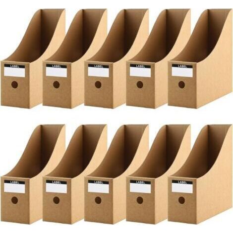 10 Pièces de Porte Revues en Papier Kraft, Solide Porte Documents en Carton avec Étiquettes et avec 10 Compartiments Porte Revue Bureau Rangement de Documents Facile des Livres, Magazines (1/5)