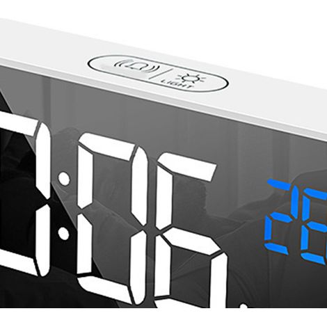 Kreativer, multifunktionaler elektronischer Wecker, eleganter Wecker, geräuschloser LED-Spiegelwecker, Nachttischwecker, Weiß (1/5)