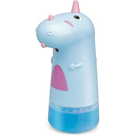 Distributeur de savon automatique rechargeable (bleu) 250 ml, motif licorne mignonne, flacon de gel hydroalcoolique sans contact en ABS pour salle de bain enfant. (1/5)