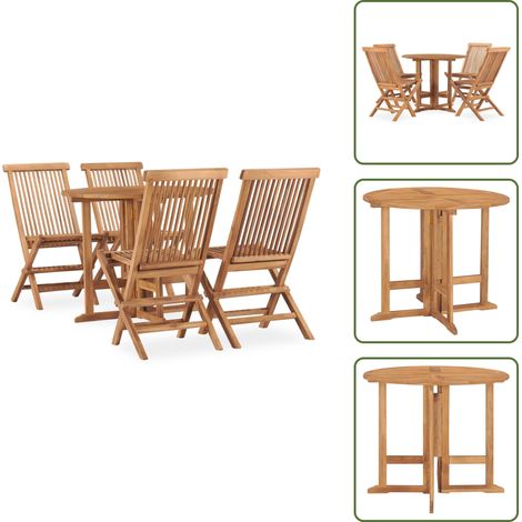 Tavolo pieghevole - vidaXL Set da Pranzo da Giardino 5 pz Pieghevole in Massello di Teak - Sedie pieghevoli