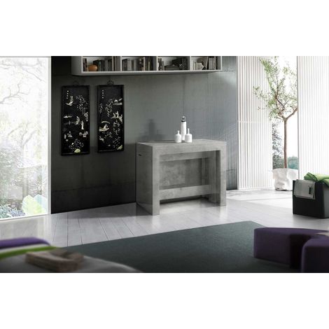 Table console extensible contemporaine ciment brut Montoya (1/2)