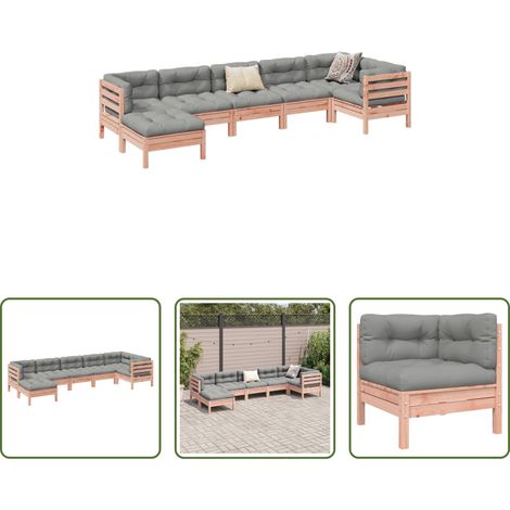 Canapé d'angle - Salon de jardin 7 pcs et coussins bois massif sapin de douglas (1/5)