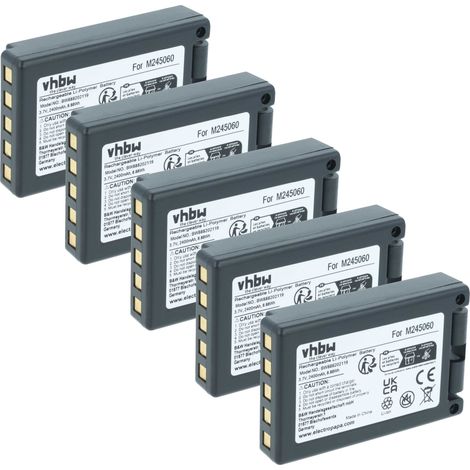 vhbw 5x Akku Ersatz für Teleradio M245060, 22.381.2, D00004-02 für Industrie-Funkfernsteuerung Fernbedienung (2400 mAh, 3,7 V, Li-Ion) - Schwarz