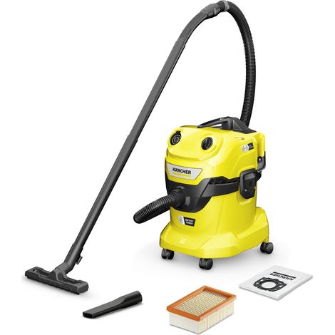 Nass-/Trockensauger KÄRCHER WD 4-18 Dual Battery Set: Kabelloser Sauger mit 2x 18V Akkus & 36V Motor – 20L Kunststoffbehälter, 2,2m Schlauch, Blasfunktion & Flachfaltenfilter