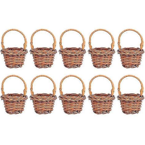 10 Stück kleine Blumenkörbe, handgeflochtene Körbe, Büro-Dekorationskörbe, Mini-Körbe, Landhaus-Möbel-Dekorationskörbe, Blumenkörbe – Grün