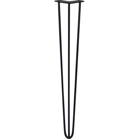 SKISKI LEGS - 4 Patas de Horquilla Metálicas para Mesa Muebles Metal Hairpin Legs 71cm Acero Negro 3 Puntales Espesor 10mm con Pies Protectores + Kit Herramientas de Montaje GRATIS