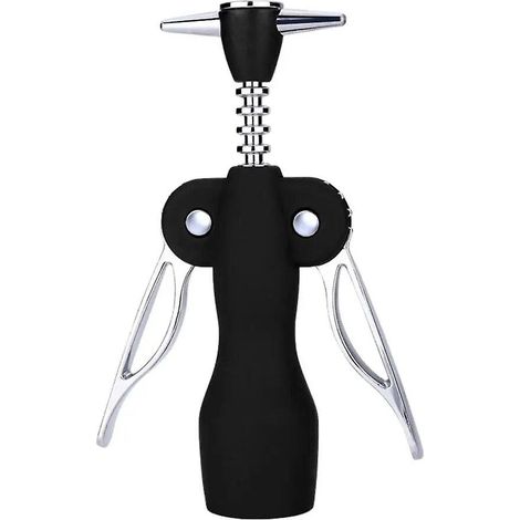 Ouvre-bouteille à vis en forme d'aile, robuste et durable, avec poignée antidérapante, fonctionnement rotatif, convient aux caves à vin, aux fêtes et à un usage domestique, noir. (1/5)