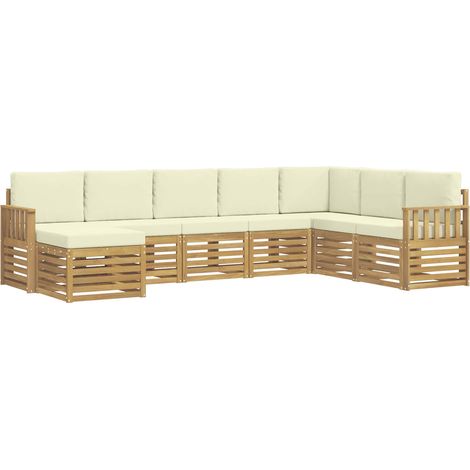Ensemble de canapés d'extérieur 8 pc Blanc et crème Polyester vidaXL