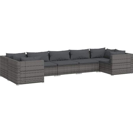 Maison Exclusive - 7-tlg. Garten-Lounge-Set mit Kissen Poly Ratta (1/5)