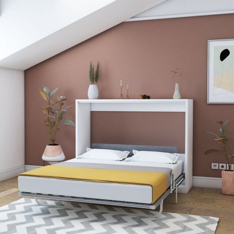 Lit double escamotable en blanc 164x120H cm - Capsule (1/5)