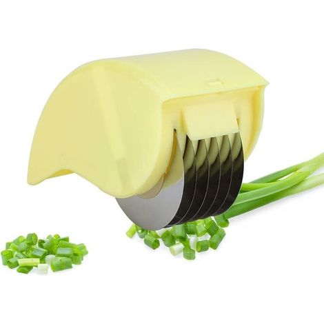 Roul Hachoir, Acier inoxydable anti-rouille Cutter roulement Hachoir légumes outil de cuisine (Jaune) (1/5)