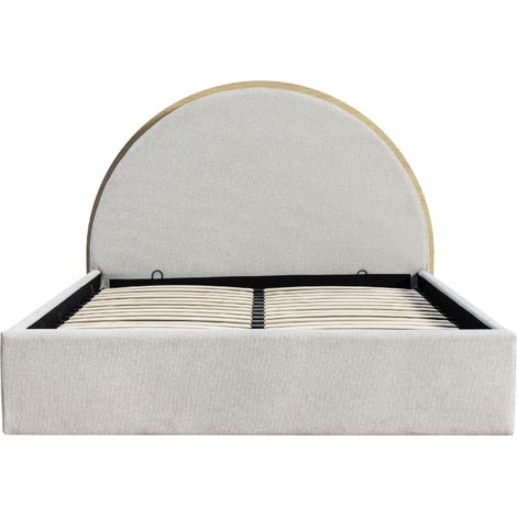 Lit coffre en tissu avec rangements intégrés 140x190cm - Beige - Brie (1/5)