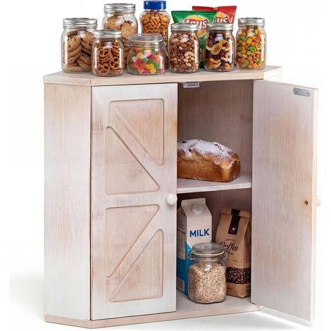 COSTWAY Scatola Porta Pane Angolare in Bamboo,con Ripiano Regolabile,per Bancone Cucina,31x31x41 cm (1/5)