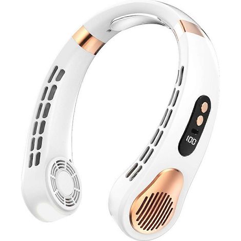 Mini ventilateur portable à suspendre autour du cou, refroidisseur d'air rechargeable par USB, blanc (1/4)