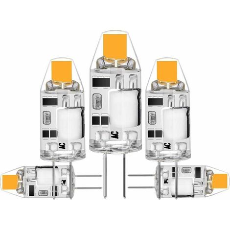 Lampadine LED G4, lampadine LED COB da 2 W sostituiscono le lampadine alogene da 20 W, lampadine LED G4 3000 K bianco caldo 300 LM 12 V AC/DC, senza sfarfallio, non dimmerabili, confezione da 5