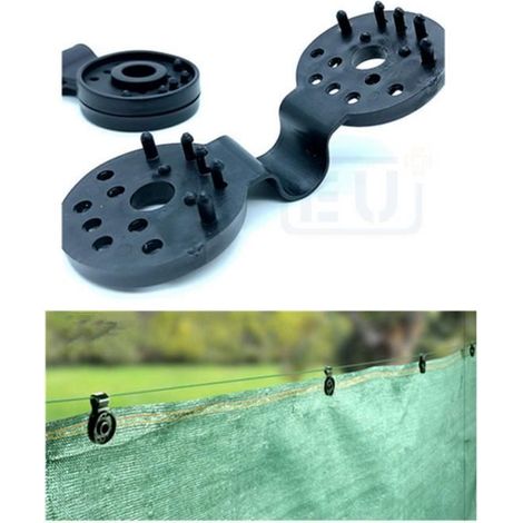 Clips de fixation pour brise vue - Lot de 50 - PVC - Noir - Anti-UV (1/4)