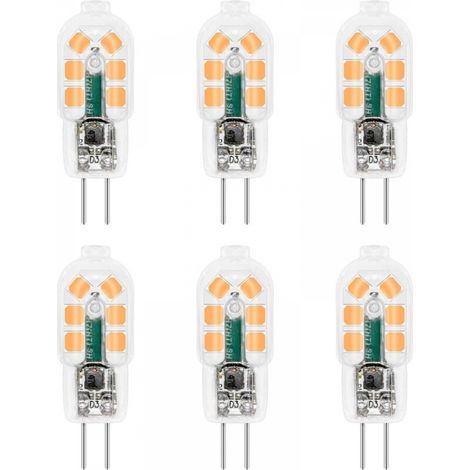 Ampoule G4 LED 12V 2W Blanc Chaud 3000K, 200lm, Équivalent Lampe Halogène G4 10W 20W, non-dimmable, Bi-pin G4 12V LED AC DC pour Lustre, Lampe de Table, lot de 6 [Classe énergétique A++] (1/5)
