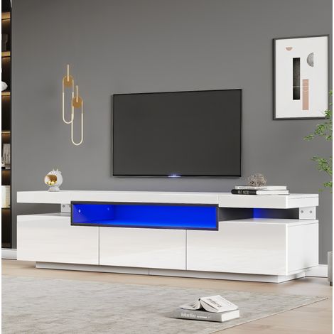 Mobile TV 140x35x70 cm bianco MDF - 3 cassetti, 2 ante e luci LED USB (1/5)
