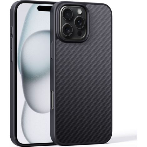 Custodia per iPhone 16 Pro Max, cover in fibra aramidica, nera (1/5)