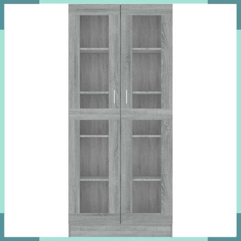 815622 Armoire à vitrine Sonoma gris 82,5x30,5x185cm Bois ingénierie (1/5)
