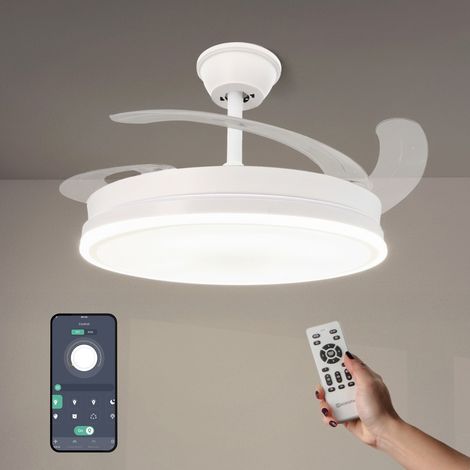 IluminaShop - Ventilador de Techo LED 72W White Olga Blanco Plus con App Ø107 DC Ultra Silencioso con Mando a Distancia y Palas Retractiles Verano / Invierno (1/5)