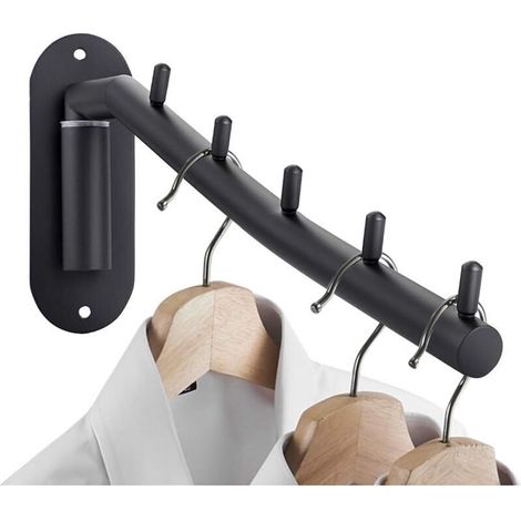 Porte-manteau mural en acier inoxydable avec bras pivotant, organiseur de rangement robuste pour buanderie (1/4)