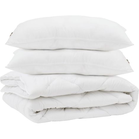 Couette avec oreiller 3 pcs Blanc Microfibre (1/5)