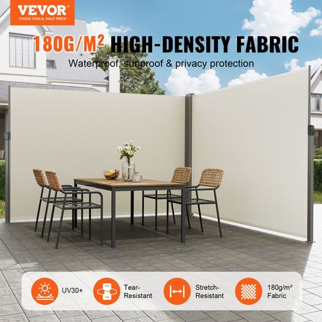 Auvent Latéral Rétractable 200x600 cm Paravent Extérieur Imperméable Brise-Vue Tissu en Polyester 180 g/m² Pare-vent Écran de Sépar… (1/5)