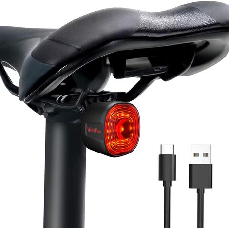 Intelligentes Fahrrad-Rücklicht, über USB wiederaufladbar, Induktionsbremsung, wasserdicht, 6 Modi LED-Rücklicht, manuelle/automatische Umschaltung, Fahrradbeleuchtung, automatischer Start-Stopp