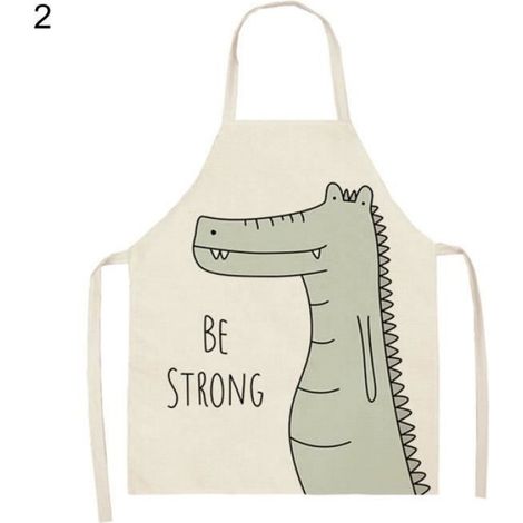 Tablier De Cuisine - Coton Lin - Motif Animal Dessin Anime - Respirant Anti-usure Resistant Huile - Taille S ou L - 1 Piece (1/2)