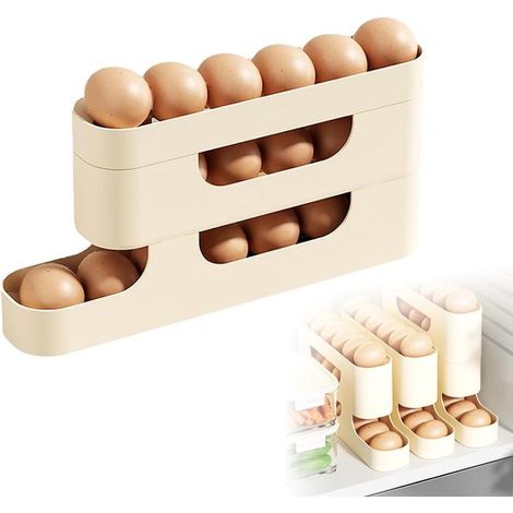 Contenedor de huevos para refrigerador - Plástico, extracción automática de huevos, apilable y fácil de mover
