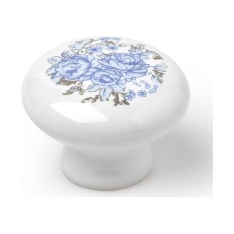 Pomo Mueble 35Mm Porcel Azul Flor Rei