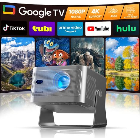 Mini Vidéoprojecteur Portable 4K avec Google TV, 1080P Natif, 650 ANSI (1/5)