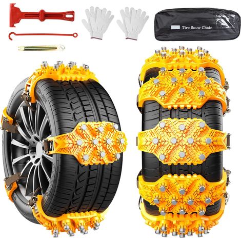 Chaînes à Neige pour auto 8Pcs Chaine Neige Universelles d'Urgence Réglables pour Voiture Camionnette SUV Adaptées aux Pneus Largeur 165mm - 245mm Installation et Retrait Faciles (1/5)