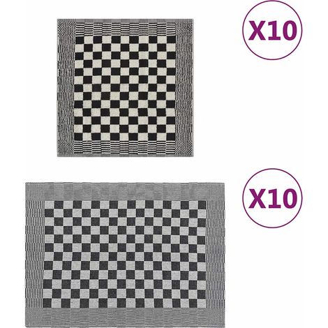 vidaXL 20 Piece Towel Set Black and White Cotton (1/5)