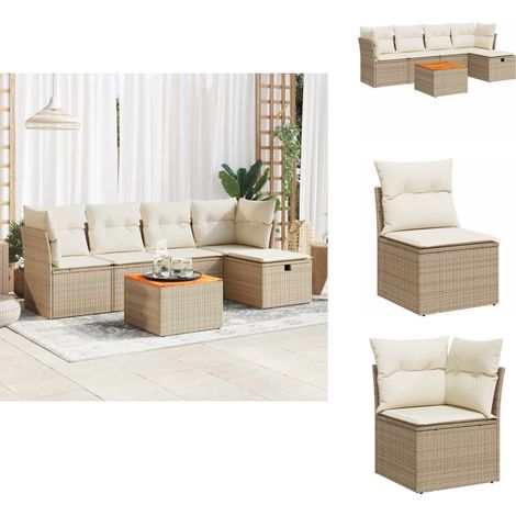 Salon de jardin avec coussins 6 pcs beige résine tressée - Ensemble De Canapés De Jardin - Ensembles De Canapés De Jardin - Ensemble De Canapés D'extérieur - Salon De Jardin (1/5)