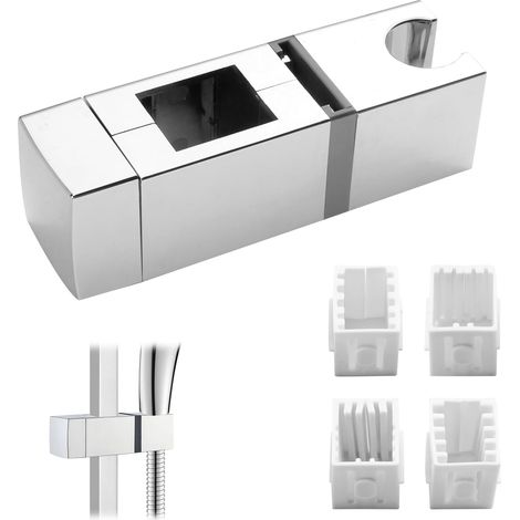 Support de douche réglable, angle à 360 °,13,4x 4 cm, Support de barre coulissante rectangulaire pour tout rail rectangulaire