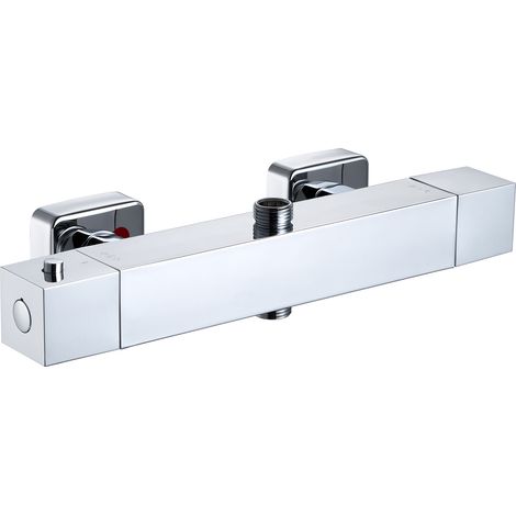 Auralum – Mitigeur thermostatique de douche 38℃ – Inverseur céramique – Laiton chromé – Deux sorties G 1/2' et 3/4' BSP – Contrôle précis de température et débit – Chromé (1/5)