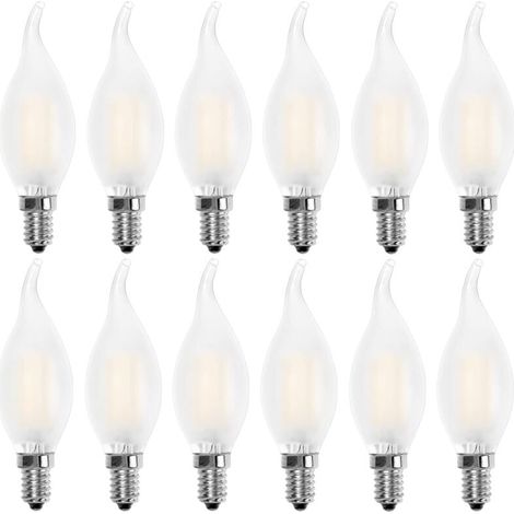 Ampoule LED E14 Flamme,Forme de Bougie,Blanc Chaud 2700K,4W Equivalence Incandescence 40W,400lm, Lot de 12-LIAIKI (1/4)