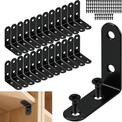 24 Pièces Equerre Metal Inox 50x50x16mm Angle 90 Degrés Noir (1/5)