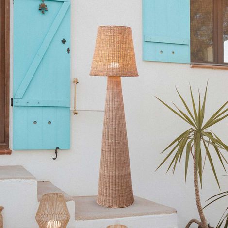 New Garden LOLA 165 Nature tragbare Lampe Rattan Natur